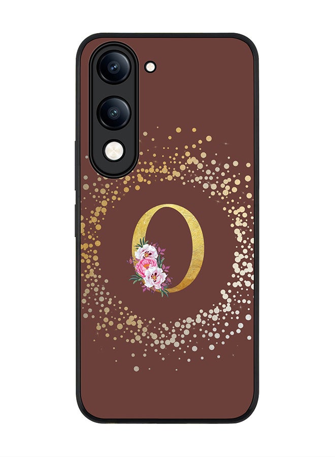 For vivo Y29s 5G / Y19s 5G Case,Slim fit Camera Protection, Shockproof Thin Phone cover  - Custom Monogram Floral - O  (Brown )